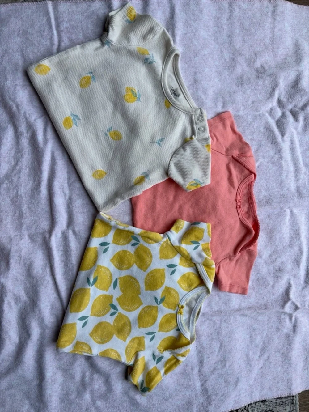 Carter's Girls Lemon Print and Coral One-Piece Bundle